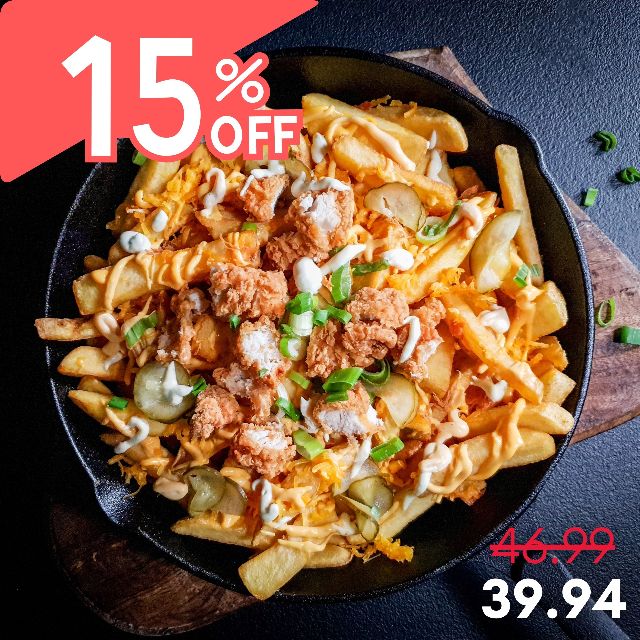 Loaded fries w/ Crispy chicken 15%OFF