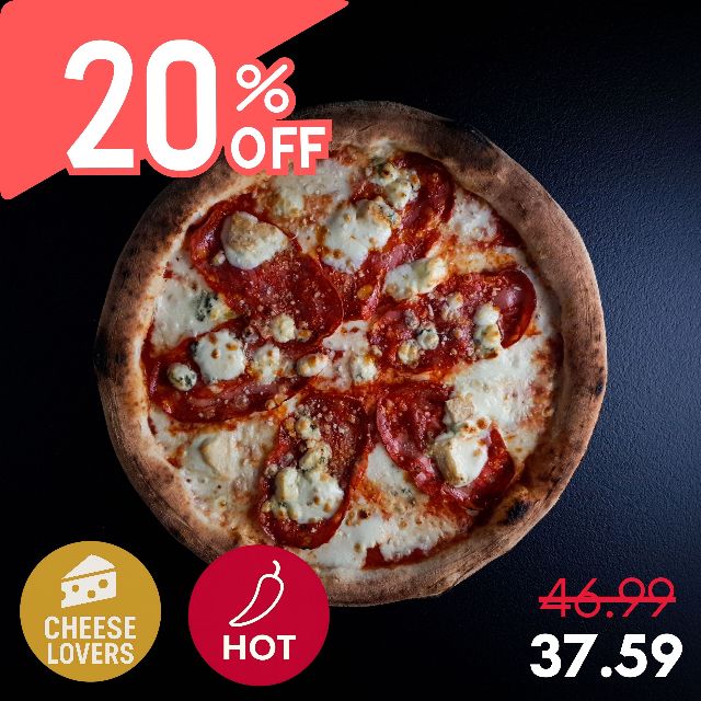 Pizza Quattro Formaggi a Diavola 20%OFF